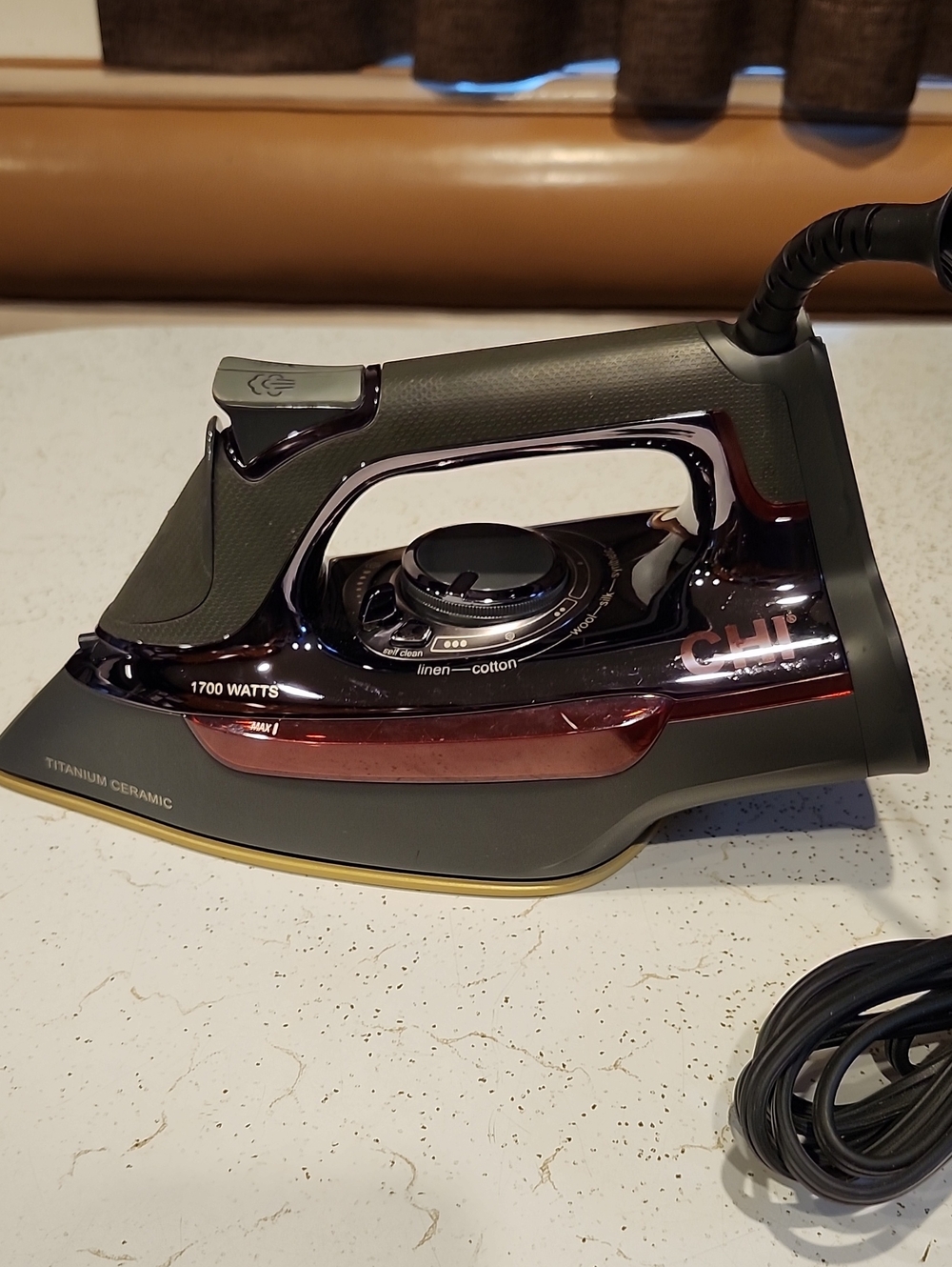 CHI Black and Burgundy Titanium Ceramic Steam Iron